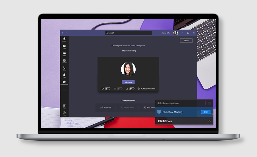 Application Clickshare installée sur un ordinateur