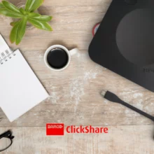 Vue de dessus d'une base Unit et d'un Button Clickshare