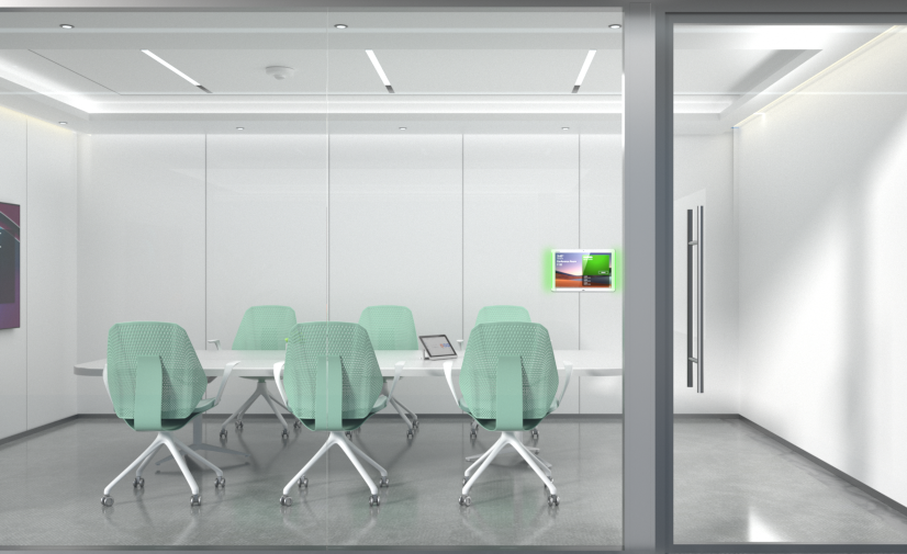 Écran de réservation de salle YEALINK ROOMPANEL PLUS installé sur 1 salles de réunion
