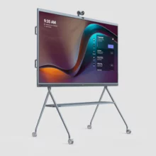 Ecran collaboratif tactile Yealink MeetingBoard 86 pouces monté sur son chariot mobile